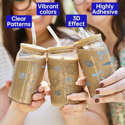 UV DTF Cup Wrap Transfer Stickers Rub On Transfers 4 Sheets Sea Turtle Tumblers Water Bottles Mugs Glasses Cups - style: Sea Turtle