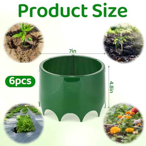 6 Pcs Grow Planting Rings 7 Inch Water Saver Irrigate Green Round Planting Rings Circular Landscape Edging Kit for Deep Watering Veggies Herbs Flowers Trees and Garden Plants
