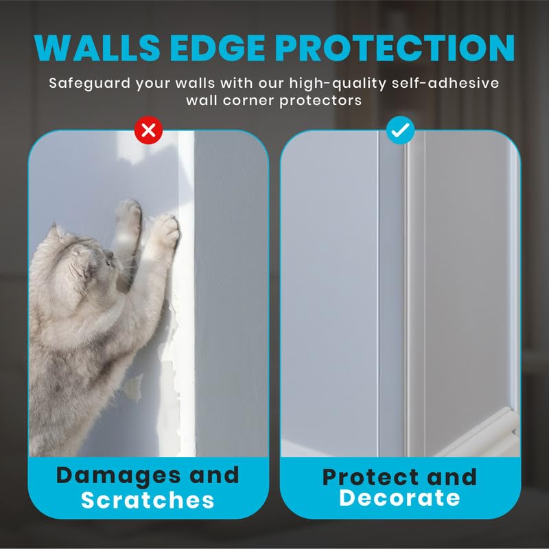 Proflex Wall Corner Protector - Clear 2 inch x 60 inch - Pack of 6 - Self Adhesive Corner Guards for Walls Edge Protection – Easy to Apply – No Tools Needed