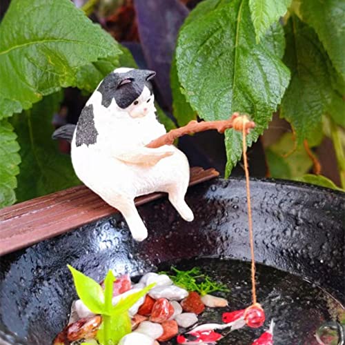 Miniature Fishing Cat Aquarium Decor Mini Animal Figurine Statue Aquarium Animal Decorations Small Fishing Cat Miniature Figurines Set for Freshwater Saltwater Fish Tanks Decor