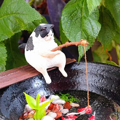 Miniature Fishing Cat Aquarium Decor Mini Animal Figurine Statue Aquarium Animal Decorations Small Fishing Cat Miniature Figurines Set for Freshwater Saltwater Fish Tanks Decor
