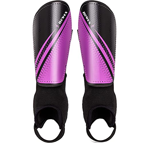 Newox Soccer Shin Guards for Kids Youth Toddler - color: purple, size: Medium