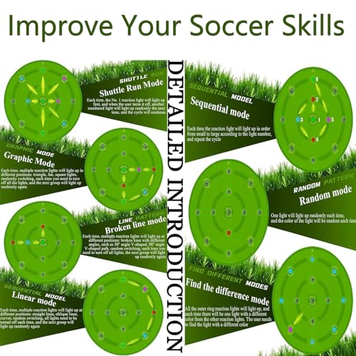 1.4M Agility Training Soccer Training Mat,10MM Thickness Non-Slip Football Skills Footstep Mat,with 13 Reaction Training Lights - 7 Training Modes,for Kids/Adult Fitness, Sports Training