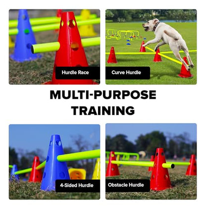 GSi 9-Inch Cones with Holes for Hurdle & Agility Training | Creates Training Hurdles, Stable in Wind, Sturdy Construction, Bright Colors, 18 Cones in 3 Colors