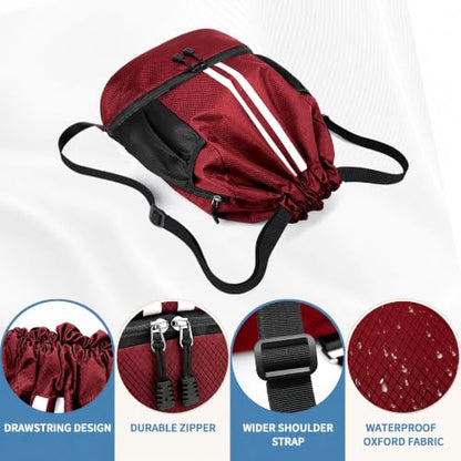 JELUTAR Drawstring Backpack Gym Bag with Shoes Compartment, Burgundy - color: Burgundy, size: Medium