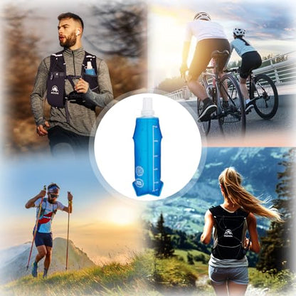 2 Pack Collapsible Water Bottle 500ml – BPA-Free Foldable Soft Flask for Running, Hiking, Cycling, Jogging, Trail Running, Marathon, Travel, Outdoor – Reusable Hydration Bottle for Backpack (500 ml)