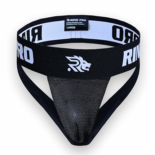 Groin Protector Cup for Men & Youth – Ventilated Athletic Groin Guard for Boxing, MMA, Muay Thai, Kickboxing, BJJ, Wrestling & Martial Arts - color: Black, size: Large