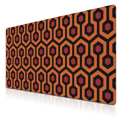 Office Desk Mat Red Yellow Big Mouse Pad Gaming Desk Pad Full Desk Mat Non-Slip Rubber Base Waterproof with Stitched Edges 35.4" X 15.7" for Game Office, The Shining Carpet Style - color: The Shining Carpet Style
