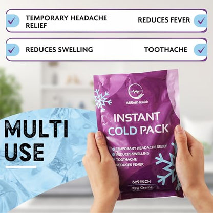 12 Pack Large Instant Ice Packs for Injuries, Disposable Cold Packs - size: 12 Pack (9" x 6")
