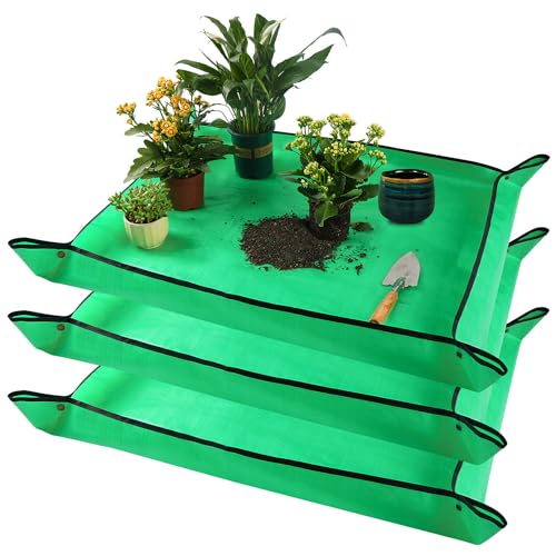 3PCS 39.5" x 31.5" Large Potting Mat for Indoor Plants Transplanting and Dirt Control Garden Gifts for Women Men - color: 3pcs Green, size: Large 39.5" X 31.5"