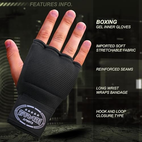 FARABI Kids Hybrid Boxing Inner Gloves Punching Boxing Gloves - color: All Black (Pack of 2)