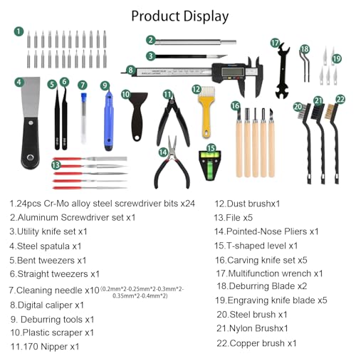 3D Printer Tool Kit, 68Pcs 3D Printing Tool Kit Assembly/Removal/Digital Caliper/Deburring/Model Processing/Spirit Level/Cleaning Tool Set Box 3D Printer Accessories for 3D Printing