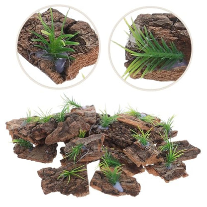 20pcs Natural Cork Bark Reptile Tank Decor Tree Bark Hide for Terrarium Background Climbing Habitat Aquarium Accessory for Lizards Snakes Turtles