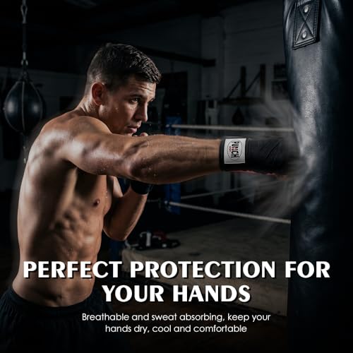 Mexican Hand Wrap Elastic Cotton Blend Boxing Wrap with Hook & Loop Closure for MMA, Muay Thai, Kickboxing & Training - color: Red, size: 10 Pairs