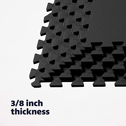 We Sell Mats Interlocking Foam Floor Tiles - 3/8" Thick Black 36-Pack - color: Black, size: 48 Sq Ft (48 Tiles)