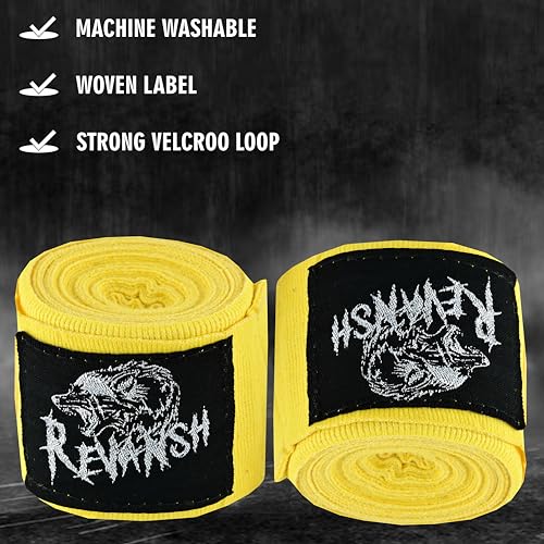 Sports 180-Inch Mexican Style Hand Wraps – Elasticated for Boxing, MMA, Kickboxing, Muay Thai & Martial Arts | Men & Women - color: Yellow