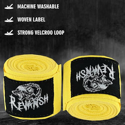 Sports 180-Inch Mexican Style Hand Wraps – Elasticated for Boxing, MMA, Kickboxing, Muay Thai & Martial Arts | Men & Women - color: Yellow