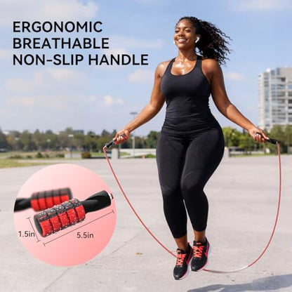 Jump Rope Cotton Adjustable Skipping Weighted jumprope for Women, Adult and Children Athletic Fitness Exercise Jumping Rope - color: Red, size: 1pcs