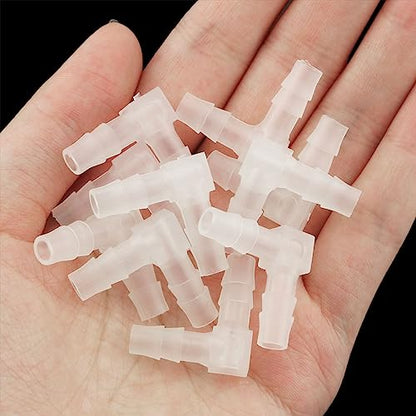 10PCS 1/4" White L Type Elbow Plastic Water Pipe Fitting Hose ID 90 Degree Barb Fitting 2 Way Equal Barbed Joint Splicer Mender Union Adapter