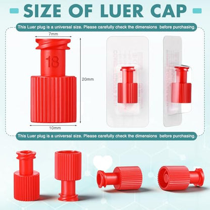 Novabright 20 Pcs Luer Stopper Red Closing Cones Individually Packaged for Male & Female Luer Connectors for Tubing and Fluid Control