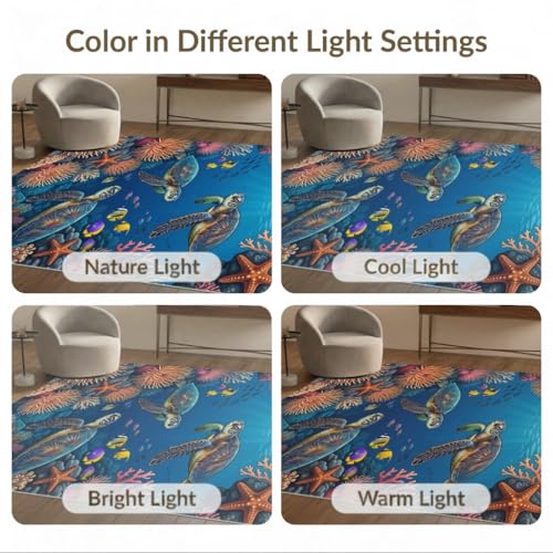 5'x7' Washable Graphic Turtle Area Rug, Teal Non-Shedding Pet Friendly Carpet for Small Living Room, Playroom, Bedroom, Easy Care Kids Safe Mat | Ref:1955521 - color: Blue/Pattern 24, size: 5' x 7' (Rectangular)