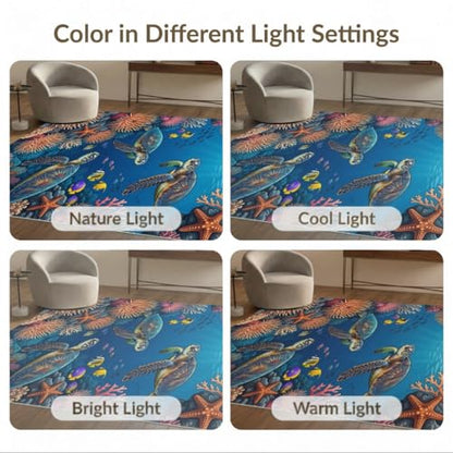 5'x7' Washable Graphic Turtle Area Rug, Teal Non-Shedding Pet Friendly Carpet for Small Living Room, Playroom, Bedroom, Easy Care Kids Safe Mat | Ref:1955521 - color: Blue/Pattern 24, size: 5' x 7' (Rectangular)
