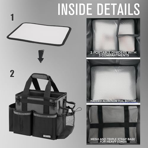 Compact Wearable Cleaning Caddy, Small Cleaning Caddy Supplies Organizer with Handle & Shoulder Straps for Housekeepers, Under Sink & Car Cleaning Tool Organizers Bag (DarkGrey) - color: DarkGrey