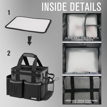 Compact Wearable Cleaning Caddy, Small Cleaning Caddy Supplies Organizer with Handle & Shoulder Straps for Housekeepers, Under Sink & Car Cleaning Tool Organizers Bag (DarkGrey) - color: DarkGrey