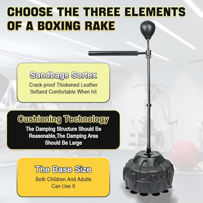 INNOLIFE Punching Bag with 360°Spinning Bar Speed Trainer with Two Balls | Training Boxing Ball with Reflex Bar Free Standing, Adjustable Height for Adult