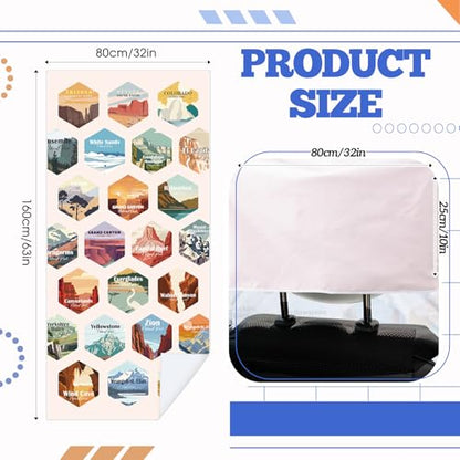 Hahafelt 2 Pack Car Seat Towel Cover with Storage Bag, 63 x 32 Inch Universal Non Slip Waterproof Sweat Protector for Car, Gym Workout Swimming Running, Machine Washable (Mixed Landscapes) - style: Mixed Landscapes