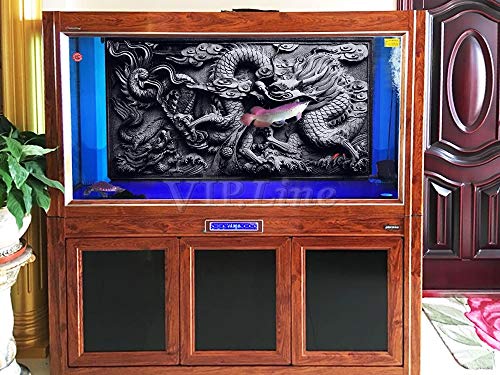 Dragon Relief Aquarium Background Poster PVC Fish Tank Decorations Landscape (24" x 16"/ 61 x 41cm) - size: 24" x 16"/ 61 x 41cm