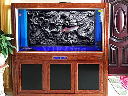 Dragon Relief Aquarium Background Poster PVC Fish Tank Decorations Landscape (60" x 24"/ 152 x 61cm) - size: 60" x 24"/ 152 x 61cm