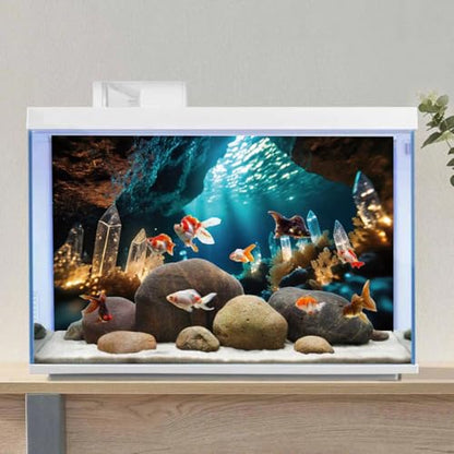 AWERT 24x12 inches Fantasy Garden Aquarium Background Under The Sea Background Sunshine Underwater Bubble Coral Rock Crystal Climbing Pet Background Decoration - size: 24x12in/60x30cm