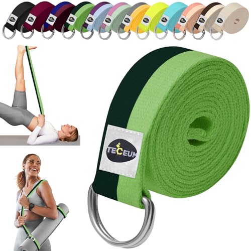 TECEUM 2 IN 1 Yoga & Mat Strap for Stretching – Cotton – 6/8/10 ft - color: Green Avocado, size: 10 ft