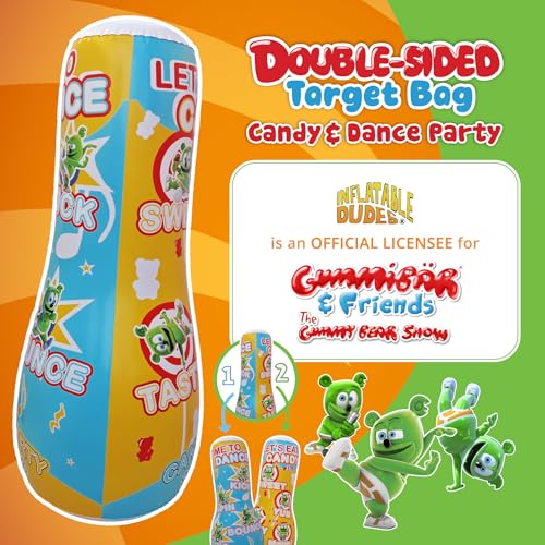 INFLATABLE DUDES Kids Punching Bag- Bop Bag | Sand-Base - color: Gummibar | Pre-filled with Sand, size: 47"