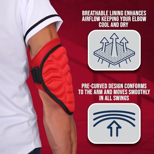 Exxact Sports Defender Baseball Elbow Guard - color: Red, size: Youth