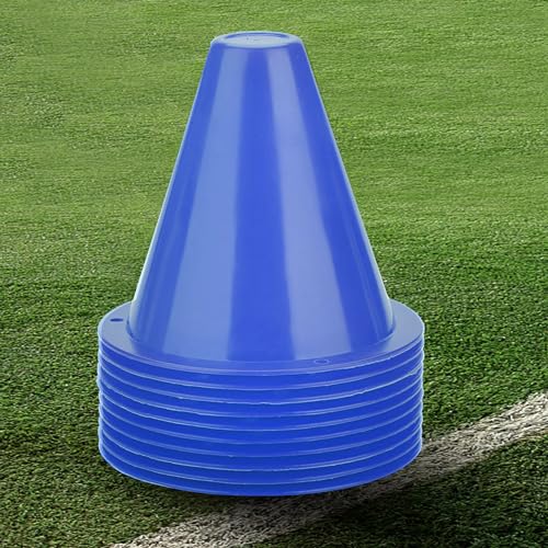 10pcs Football Cones Soccer Training Discs Football Marker Poles Flat Square Bottom Stackable for Soccer Training - color: Blue
