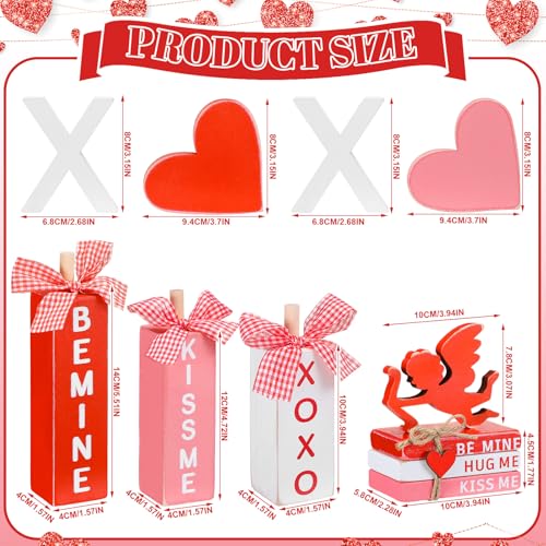 11 Pcs Valentine's Day Table Decorations XOXO Tiered Tray Decor Love Centerpiece Pink Wooden Books Home Table Top Decor for Wedding Party Supplies - style: Xoxo