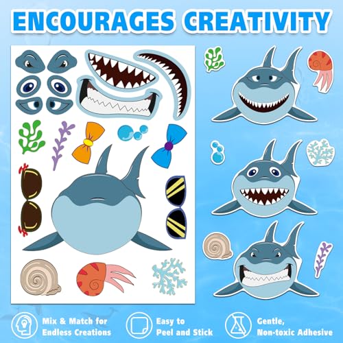 42 Pcs Ocean Animals Make-a-Face Sticker Sheets for Kids - 14 Sea Creature Designs for Party Favors, Classroom Activities, Arts & Crafts - style: Ocean Animals