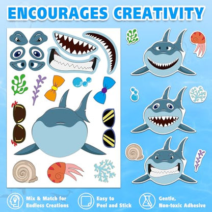42 Pcs Ocean Animals Make-a-Face Sticker Sheets for Kids - 14 Sea Creature Designs for Party Favors, Classroom Activities, Arts & Crafts - style: Ocean Animals