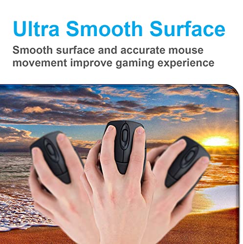 Sunset Beach Large Gaming Mouse Mat with Stitching Edges, Office Desk Mat | The Surface Of The Mouse Pad Is Designed With Fiber Woven Material, And The Base Is Made Of Natural Anti Slip Rubber. - color: Beach at Sunset