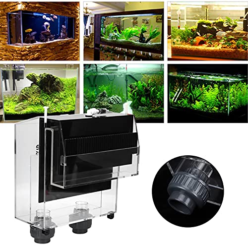 Acrylic Self Start Siphon Hang On Overflow Box, High Light Transmittance, Prevents Debris, Movable Outlet Cover, Check Valve, Fish Aquarium