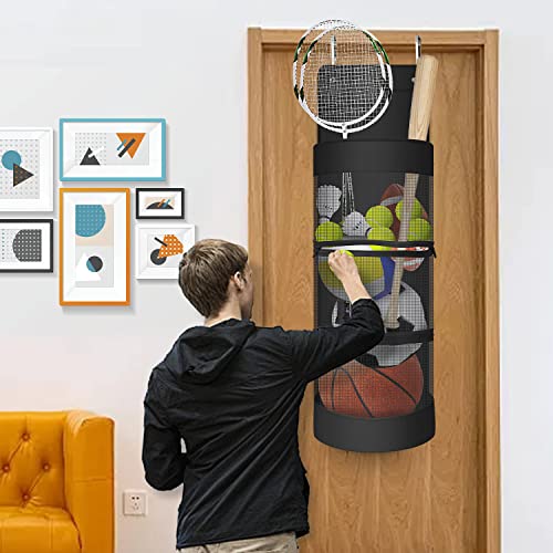 Boczif Hanging Ball Storage, Over Door Hanging Sports Equipment Organizer | Garage Sports Equipment Organizer for Hold Soccer, Basketball, Football, Volleyball and Swimming Gear