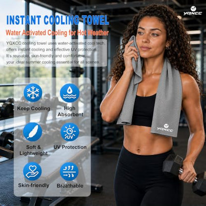 YQXCC 4 Pack Cooling Towels, 40"x12", Ice Cool Towels for Neck & Face | Soft Breathable Microfiber, Instant Cooling Neck Wraps for Yoga, Golf, Gym, Running, Hiking, Camping & Hot Weather Activities - color: 4 Light Gray