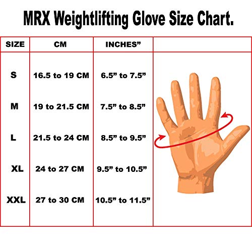 MRX Weight Lifting Pro Level Gloves with 18 Inches Long Wrist Strap Gym Workout Exercise & Fitness in - color: Black/Red-2615, size: XX-Large