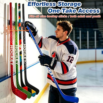 Hockey Stick Holder Wall Mount Display, 5-Hook Storage Rack