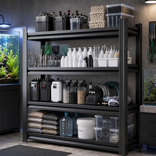 Fish Tank Stand, Convertible 2-in-1 Aquarium Terrarium Stand with Storage, Heavy Duty Metal Utility Rack for 40-50 Gallon Tanks, Adjustable Steel Shelves, Black 4-Tier, 54.3"H×39.4"W×17.7"D - size: 4-Tier, 54.3"H×39.4"W×17.7"D