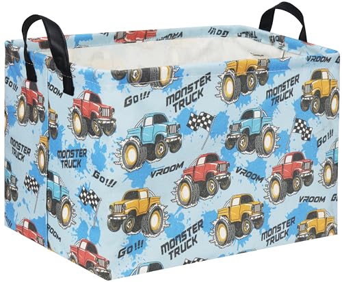 Rectangular Monster Truck Basket for Kids Baby Basket for Boys and Girls Cute Storage Organizer Bin Box Truck Room Decor(Monster Truck) - color: Monster Truck