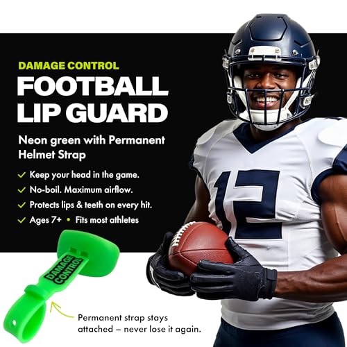 DAMAGE CONTROL Pacifier Football Mouth Guard – Permanent Strap – NeoGreen - color: Neogreen