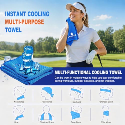 YQXCC 2 Pack Cooling Towels (47"x12"), Ice Cool Towel for Neck & Face - color: Purple/Light Gray